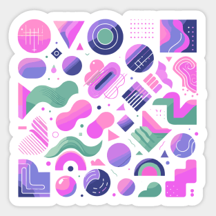 Pink Purple Pastel Green 80s Retro Geometric Pattern Sticker